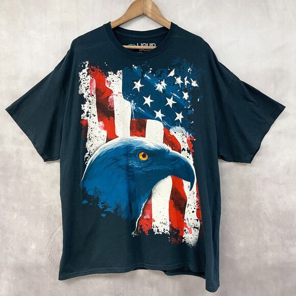 Liquid Blue American Icon T-Shirt‎ Mens XXLarge Patriotic Bald Eagle Flag 2013 - Picture 1 of 6